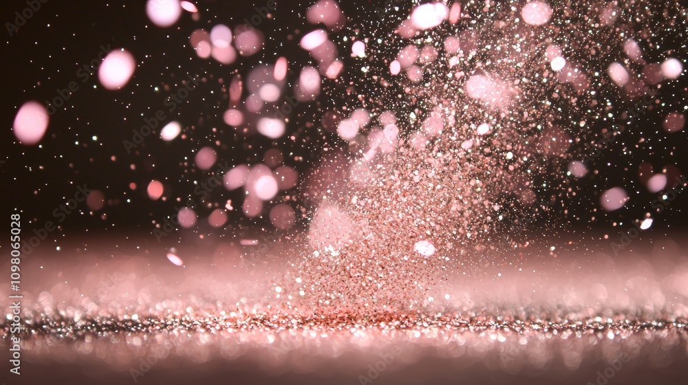 Poster luminous abstract background showcasing sparkling particles and dust in a soft pink haze for artisti