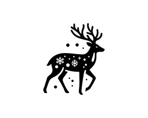 Christmas Deer Silhouette Logo Vector Illustration
