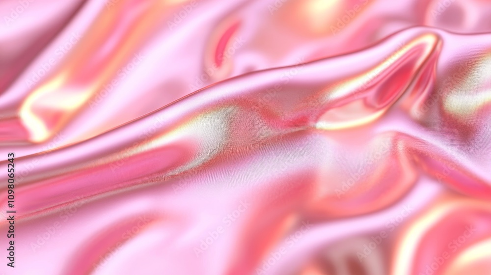 Poster radiant abstract waves and patterns in metallic pink fabric texture for modern design and creative p