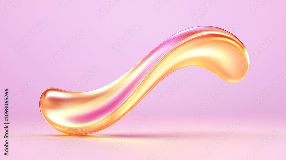 Poster Radiant Abstract Wave Pattern with Shimmering Colorful Flowing Design in Soft Pink and Gold Tones