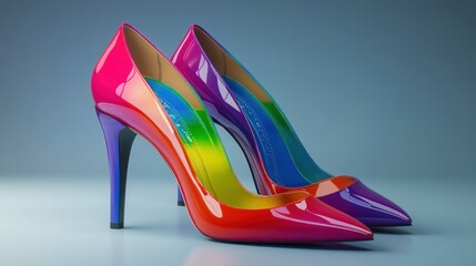 Rainbow High Heels Fashionable Footwear Design