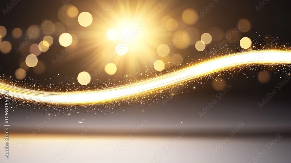 Poster radiant cascading light digital design with sparkling bokeh effect for background and visual effects