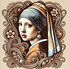 The Girl With A Pearl Earring Art Nouveau Grace