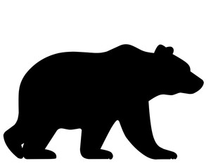 Fototapeta premium A bold black silhouette of a bear in a natural standing pose. Perfect for wildlife, outdoor, and adventure themes, this versatile design suits logos, apparel, and environmental campaigns