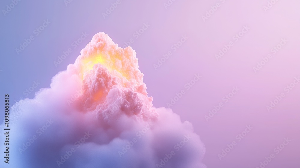 Poster serene abstract digital scene with soft gradient clouds and ethereal atmosphere in perfect harmony