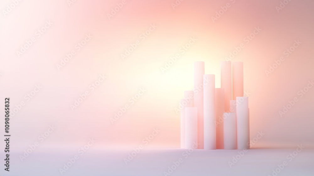 Poster serene abstract composition in pastel colors featuring vertical shapes for tranquil and minimalist b