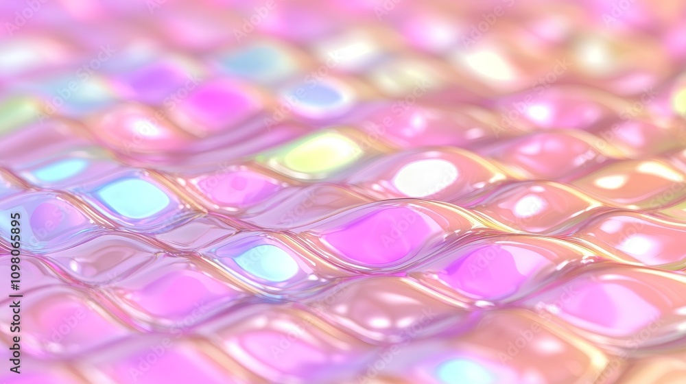 Poster Abstract Digital Shimmering Layers in Soft Pastel Colors Creating a Hypnotic Visual Experience