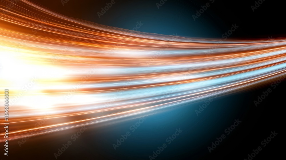 Poster sleek and futuristic abstract design with dynamic flowing lines of light in vibrant colors for moder