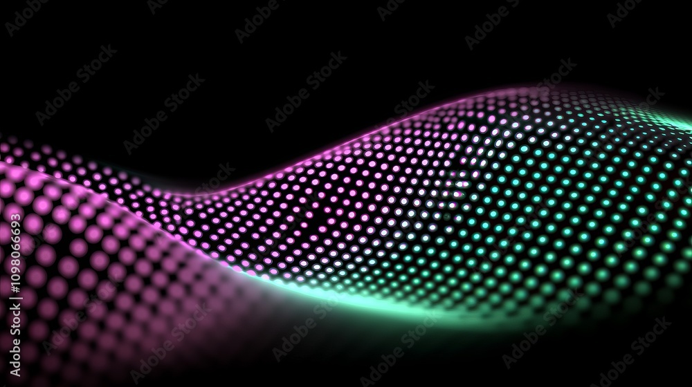 Aufkleber colorful digital abstract patterns in pixelated waves with gradient texture on a black background