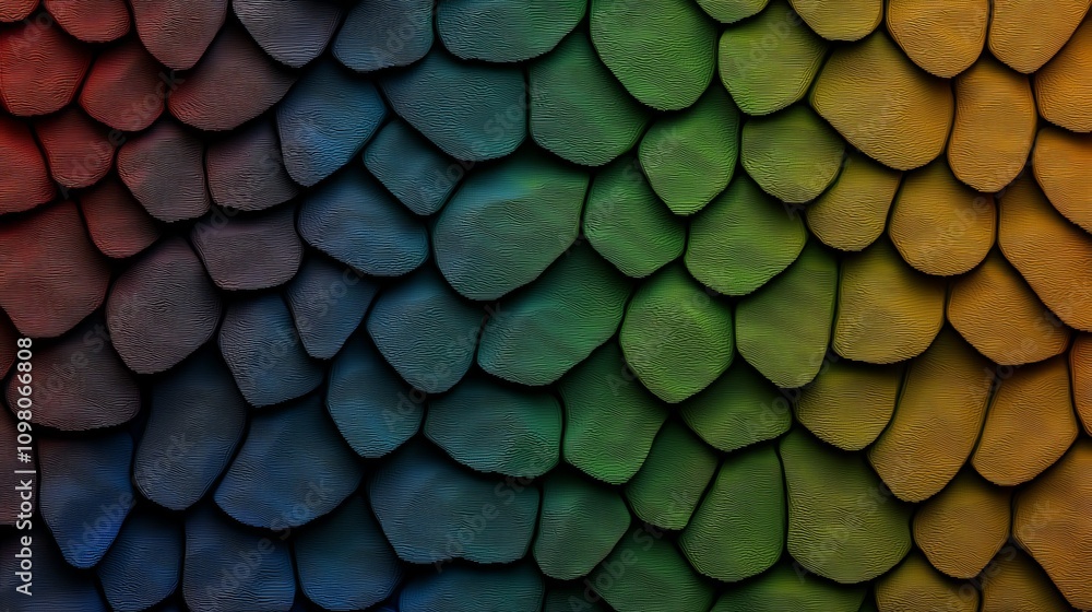 Poster vibrant abstract composition of colorful pixelated scales with random patterns and rich textures