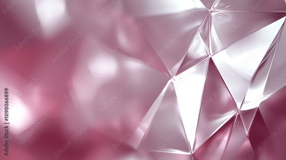 Poster Abstract Digital Composition Featuring Intricate Geometric Shapes and Soft Pink Tones in a Blurred Background