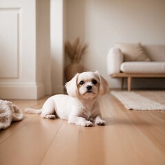 cute puppy sitting on the floor