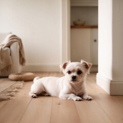 cute puppy sitting on the floor