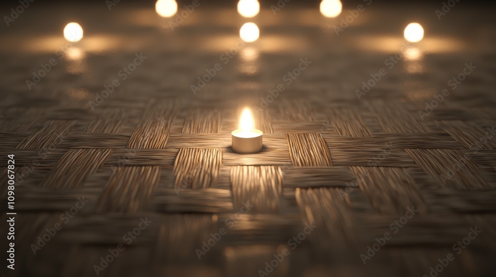 Poster intricate abstract grid with radiant glowing lights creating a calming atmosphere