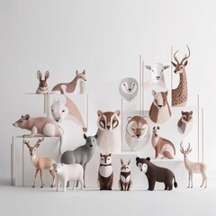 set of funny animals