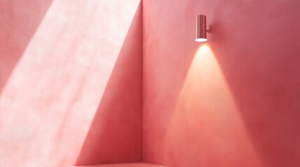 3d rendered soft pink room with spotlight for presentation
