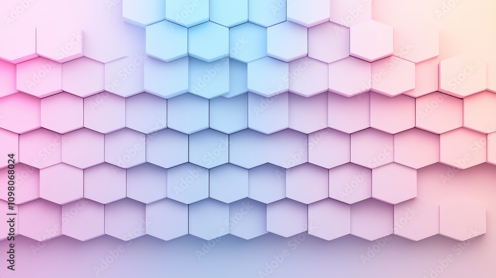 Poster digital pixel art in pastel tones with hexagonal patterns for modern design and creative projects