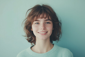 Young Female Smiling Portrait on a Plain Background