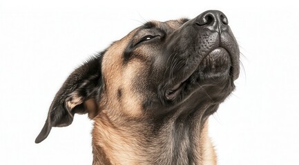 Obraz premium Dog with expressive face showcasing contentment and joy in a bright setting