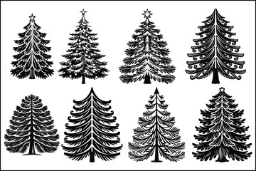 Obraz premium pine tree vector, christmas tree design, cypress tree silhouette, tree vector clipart, evergreen tree vector, holiday tree art, winter tree silhouette, nature vector design, christmas tree clipart