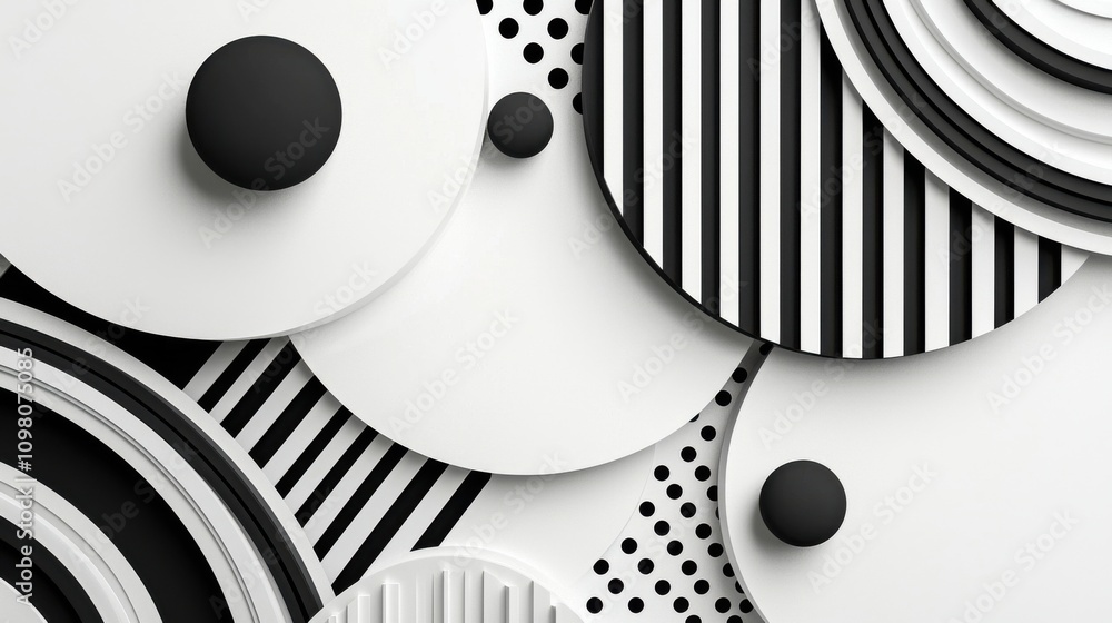 Aufkleber striking monochrome abstract geometric pattern with layered shapes and textures