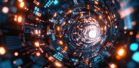 A 2D illustration of a futuristic electronic circuit technology background with an abstract design.