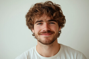 Fototapeta premium Smiling Young Male Portrait on Solid Background