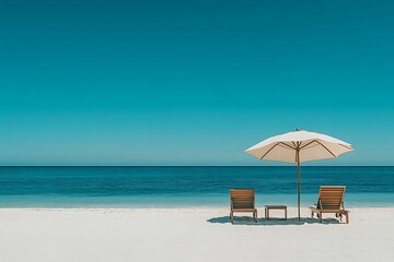 Obraz premium Minimalist Beach Scene Solitude and Serenity