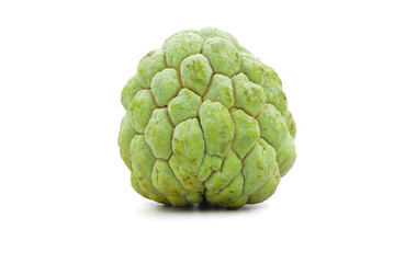 Fototapeta premium Sugar apple isolated on white background, exotic tropical Thai annona or cherimoya fruit, healthy food