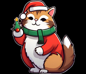 christmas cat with santa claus hat