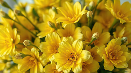 Fototapeta premium Colorful floral explosion in yellow and green hues, energy, creative, abstract, design, artistic