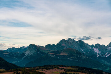 Obraz premium Panoramic view of the Dolomites in Italy.