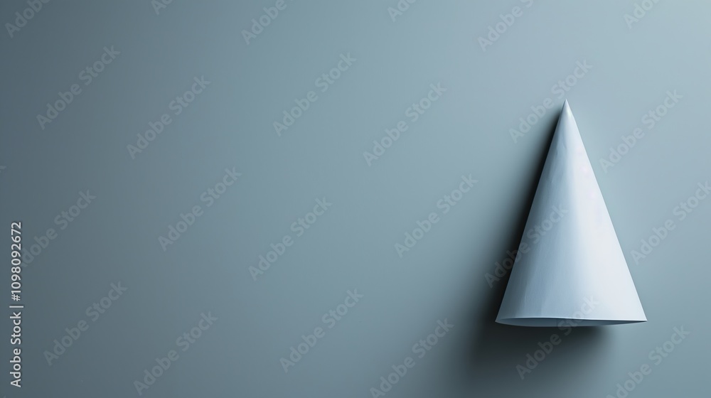 Poster minimalistic white cone on soft blue background simplicity and elegance
