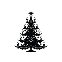 Christmas tree silhouette featuring lit candles and symmetrical decoration for elegant and timeless festive visuals