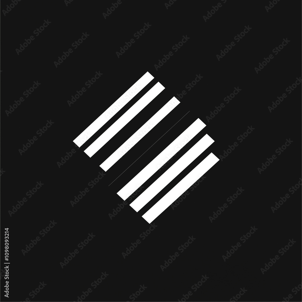 Poster abstract black and white diamond shape with parallel lines geometric pattern design