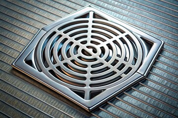 Obraz premium Stylish bathroom drain grille, contemporary look.