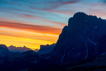 Sunrise in the Dolomites, Italy.