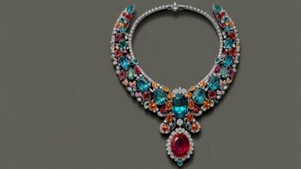 Exquisite gold and gemstone necklace in premium style