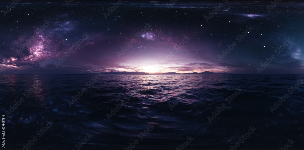 Wall mural a 360-degree equirectangular projection space background featuring nebulae and stars, serving as an 