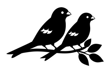 Fototapeta premium Two Birds on a Branch silhouette vector illustration