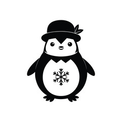 Chubby penguin wearing a hat with a snowflake design perfect for playful festive holiday visuals