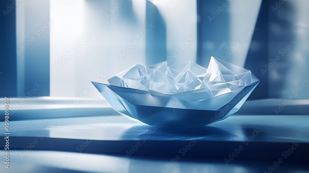 Aufkleber a futuristic setup featuring a booklet with geometric 3d charts emerging from its central fold.