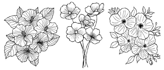 Flowers set outline 3