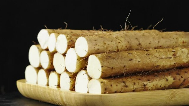 Fresh chinese yam ingredients on table.