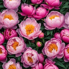 Obraz premium Peony flowers, many blossoms clustered together