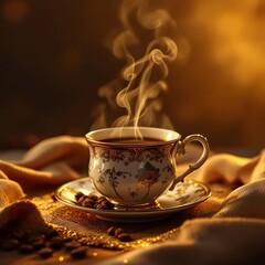 Fototapeta premium Rustic charm: a timeless coffee & sugar bowl still life image.