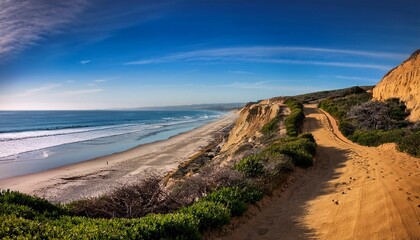 view of torrey pines state natural preserve park beach trail in san diego county california