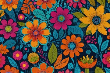 Funky floral illustration background