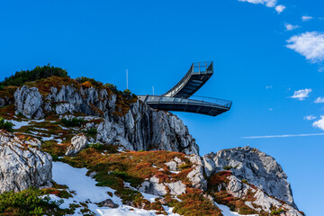 Fototapeta premium View of the AlpspiX observation deck in Garmisch-Partenkirchen, Germany.