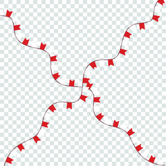 Naklejka premium Festive flag garland vector illustration. Retro bunting in simple flat style, isolated on white background. Carnival, birthday, circus border decoration. 